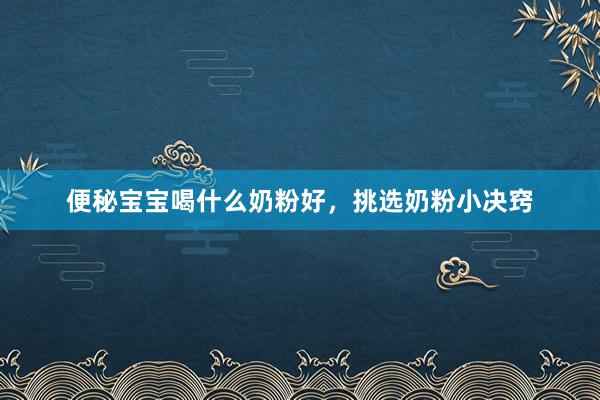 便秘宝宝喝什么奶粉好，挑选奶粉小决窍